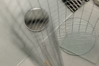 Kaboompics - Minimalist Geometric Background with Round Mirror and Wire Forms