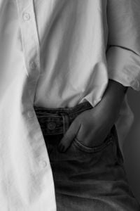 Kaboompics - Minimalist White Shirt and Denim Close Up
