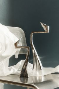 Kaboompics - Abstract Chrome High Heel With White Fabric