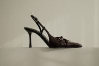 Kaboompics - Cherry Burgundy Slingback Heel on Minimal White Background