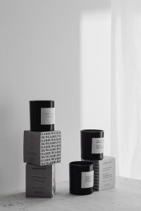 Kaboompics - Reed Diffuser Styled on a Light Wooden Shelf
