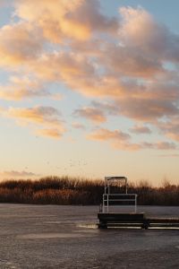 Winter Lake Ice at Sunset