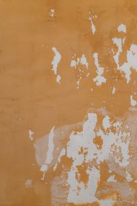Kaboompics - Mustard Yellow Wall with Peeling White Paint