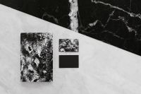 Kaboompics - Black & white mockup business brand template on marble background