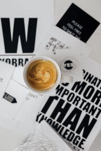 Black and White Typography Cards and Creative Workspace