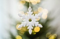 Kaboompics - White Snowflake Ornament with Christmas Tree Lights