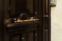 Kaboompics - Black Carved Door with Vintage Latch