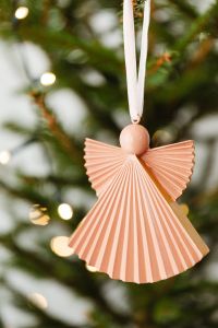 Kaboompics - Peach Paper Angel Ornament on a Christmas Tree