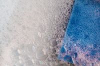 Kaboompics - Blue Sponge and Soap Bubbles Close Up