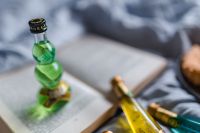 Kaboompics - Group of colorful little bottles with liqueurs