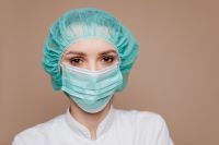 Kaboompics - Medical Professional in Mint Surgical Mask and Cap, Healthcare Campaign Portrait