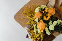 Kaboompics - Autumn Flower Bouquet on a Wooden Chair