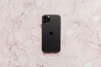 Kaboompics - Black Apple iPhone 11 Pro on Pink Marble with Copy Space