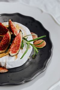 Kaboompics - Camembert with Figs and Rosemary, White Copy Space on Right