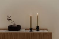 Kaboompics - Minimalist Wabi Sabi Interior with Lit Candles and Ceramic Vase