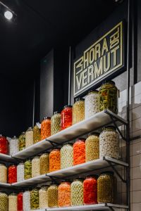Kaboompics - Colorful Pickled Vegetables in Glass Jars at Madrid Market