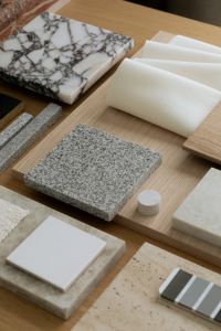 Kaboompics - White Marble and Granite Material Samples with Textured Fabric