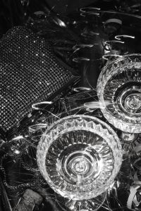Kaboompics - Black and White Champagne Coupes and Silver Party Decor