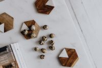 Kaboompics - Overhead Easter Quail Egg Flat Lay with White Marble Copy Space
