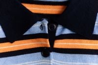 Kaboompics - Striped Cardigan Close-Up – Navy Blue and Orange Knit Detail