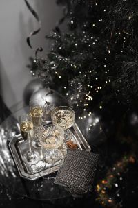 Kaboompics - Champagne Glasses And Party Accessories On Silver Tray