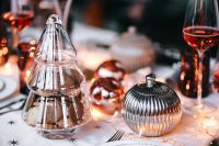 Kaboompics - Glass Cloche with Christmas Treats and Silver Ornament