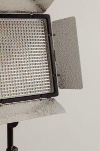 Kaboompics - Photo studio interior - C-stand lighting tripod - photo backdrop - LED lamp