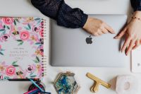 Kaboompics - Happy casual beautiful woman working on a laptop