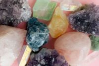 Kaboompics - Colorful Crystals Flat Lay On Pink Background