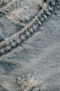 Kaboompics - Blue Denim With Stitched Frayed Edge