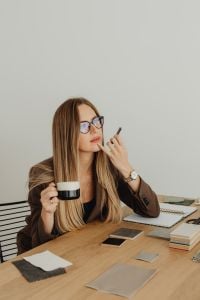 Kaboompics - Female Interior Designer Taking a Coffee Break at Work