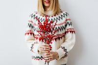 Kaboompics - Christmas Sweater and Red Berry Branch