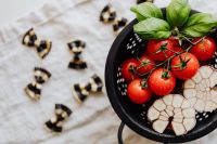 Kaboompics - Pasta Ingredients with Peppercorns and Fresh Basil, Flat Lay