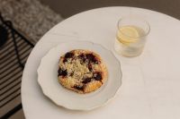 Kaboompics - Top View of Cherry Pastry and Lemon Water