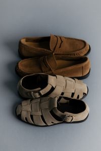Kaboompics - Stacked Suede Loafers and Woven Sandals