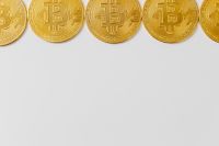 Kaboompics - Bitcoin Coins Border on White Background