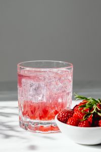 Kaboompics - Raspberry Drink And Berry Bowl On Marble