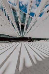 Kaboompics - Modern white building, EDP Headquarters of architect Aires Mateus, Lisbon, Portugal