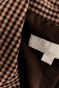 Kaboompics - Gingham Blazer Label – Inside Lining and Care Tag Detail