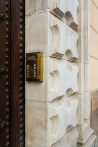 Kaboompics - Carved Stone Facade and Vintage Doorbell