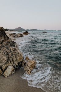 Kaboompics - Calm Blue Water and Distant Island on the Horizon, Airy Seascape Background for Summer Branding