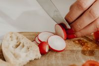 Kaboompics - Close-Up of Radish Slices and a Kitchen Knife