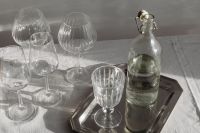 Kaboompics - Glassware and Bottle on Metallic Tray