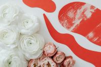Kaboompics - White Ranunculus and Blush Roses with Terracotta Abstract Shapes