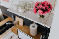 Kaboompics - Beautiful fresh pink flowers on marble shelf
