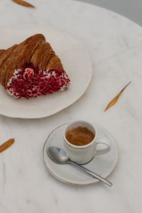 Kaboompics - Close-Up Croissant and Espresso with Spoon