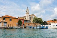 Kaboompics - Church Bell Tower and Boats Moored on the Murano Waterfront, Venice Italy