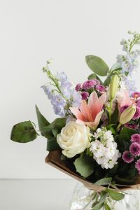 Kaboompics - Pastel Flower Bouquet in Lower Corner with Large Copy Space