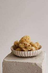 Kaboompics - Centered Bowl of Natural Sea Sponges on Concrete