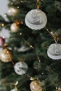 Kaboompics - Close-Up White Lace Christmas Ornaments with Soft Bokeh